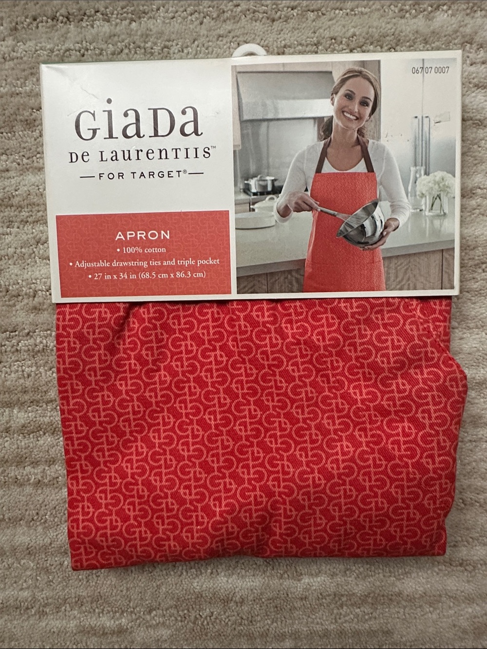 Giada De Larentiis Target Apron Cotton Adjustable Drawstring Ties Triple Pockets